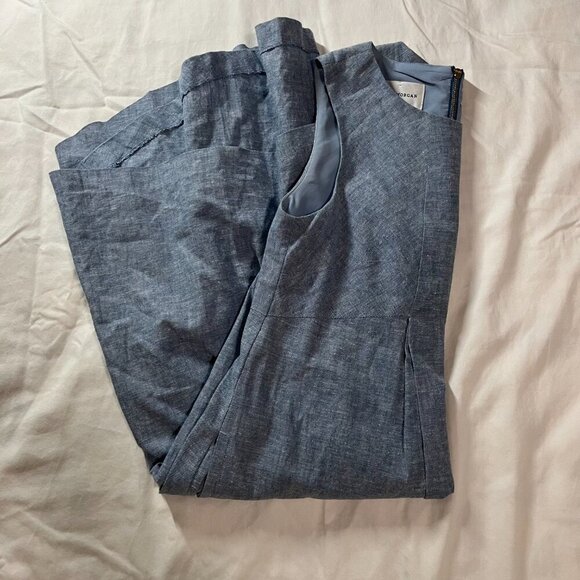 Donna Morgan Light Blue Linen Blend Sleeveless A-Line Dress | Size 2 - Picture 9 of 9